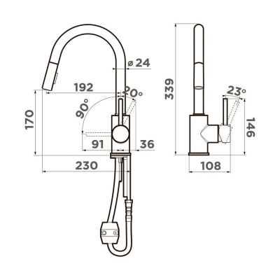 Смеситель Omoikiri Shinagawa-SB-BN (нержавеющая сталь)