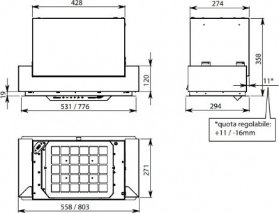 Кухонная вытяжка Falmec Gruppo Incasso E-ion 50 450 м3/ч (нержавеющая сталь)