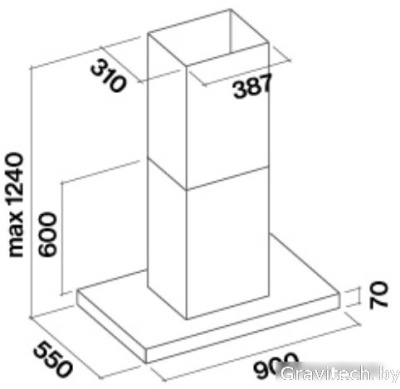 Кухонная вытяжка Falmec Plane NRS Island 90 800 м3/ч (нержавеющая сталь)