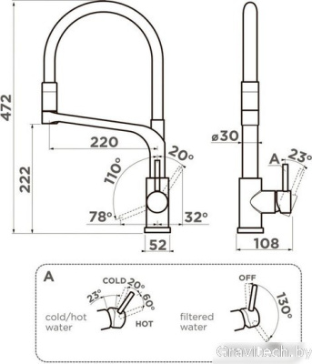 Смеситель Omoikiri Sinto 2 Plus-BN-WH (нержавеющая сталь/белый)