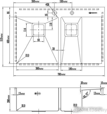 Кухонная мойка Omoikiri Akisame 78-2-LG-R [4993088]