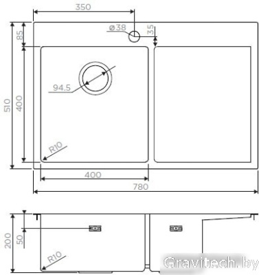 Кухонная мойка Omoikiri Akisame 78 IN-L