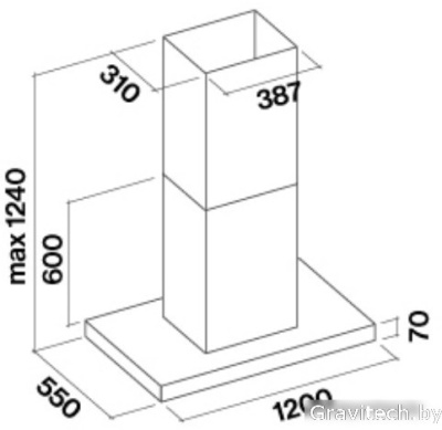 Кухонная вытяжка Falmec Plane NRS Island 120 800 м3/ч (нержавеющая сталь)
