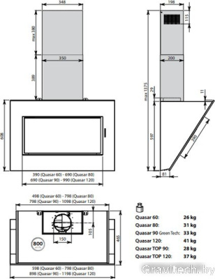 Кухонная вытяжка Falmec Quasar Green-Tech 90 800 м3/ч (черный)