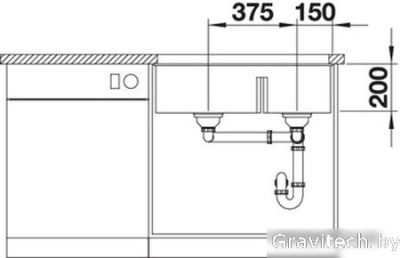 Кухонная мойка Blanco Subline 430/270-U (темная скала) 523152