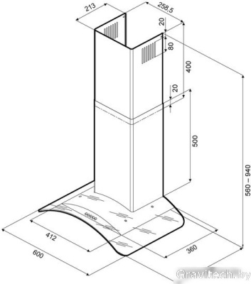 Кухонная вытяжка Krona Sabrina 600 Inox/Glass Push Button