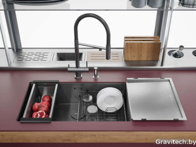 Кухонная мойка Omoikiri Taki 74-U/IF GM (вороненая сталь)