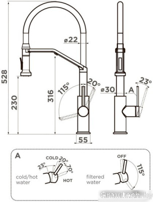 Смеситель Omoikiri Makkari 2 Plus-SB-GM-BL (вороненая сталь/черный)