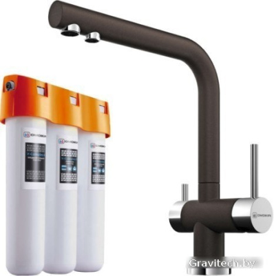 Смеситель Omoikiri Pure Drop lite + Nagano DC (темный шоколад)