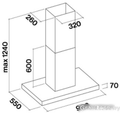 Кухонная вытяжка Falmec Plane Island 800/1280 м3/ч (черный)
