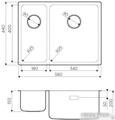 Кухонная мойка Omoikiri Tadzava 58-2-U/IF IN-R