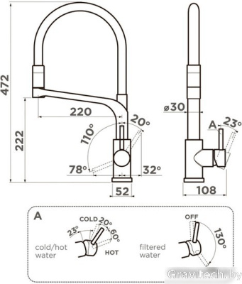 Смеситель Omoikiri Sinto 2 Plus-C-WH (хром/белый)