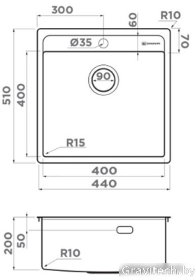 Кухонная мойка Omoikiri Daisen 44-IN (нержавеющая сталь)