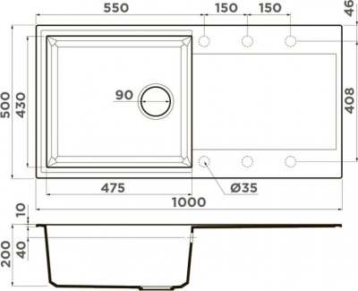 Кухонная мойка Omoikiri Sakaime 100 GR (leningrad grey)