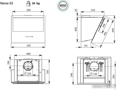 Кухонная вытяжка Falmec Verso Design 55 800 м3/ч (белый)