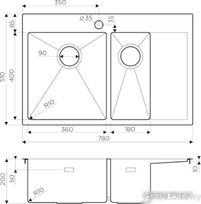 Кухонная мойка Omoikiri Akisame 78-2-IN-R