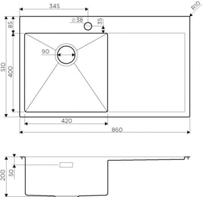 Кухонная мойка Omoikiri Akisame 86 IN-R
