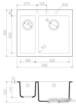 Кухонная мойка Omoikiri Bosen 59-2-DC [4993223]