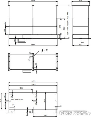Кухонная вытяжка Falmec Spazio Circle-Tech Island 180 600 м3/ч (нержавеющая сталь)